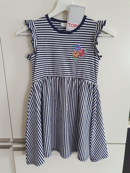 Topo Shirtkleid Paillettenblumen ringel true navy - Musterteil