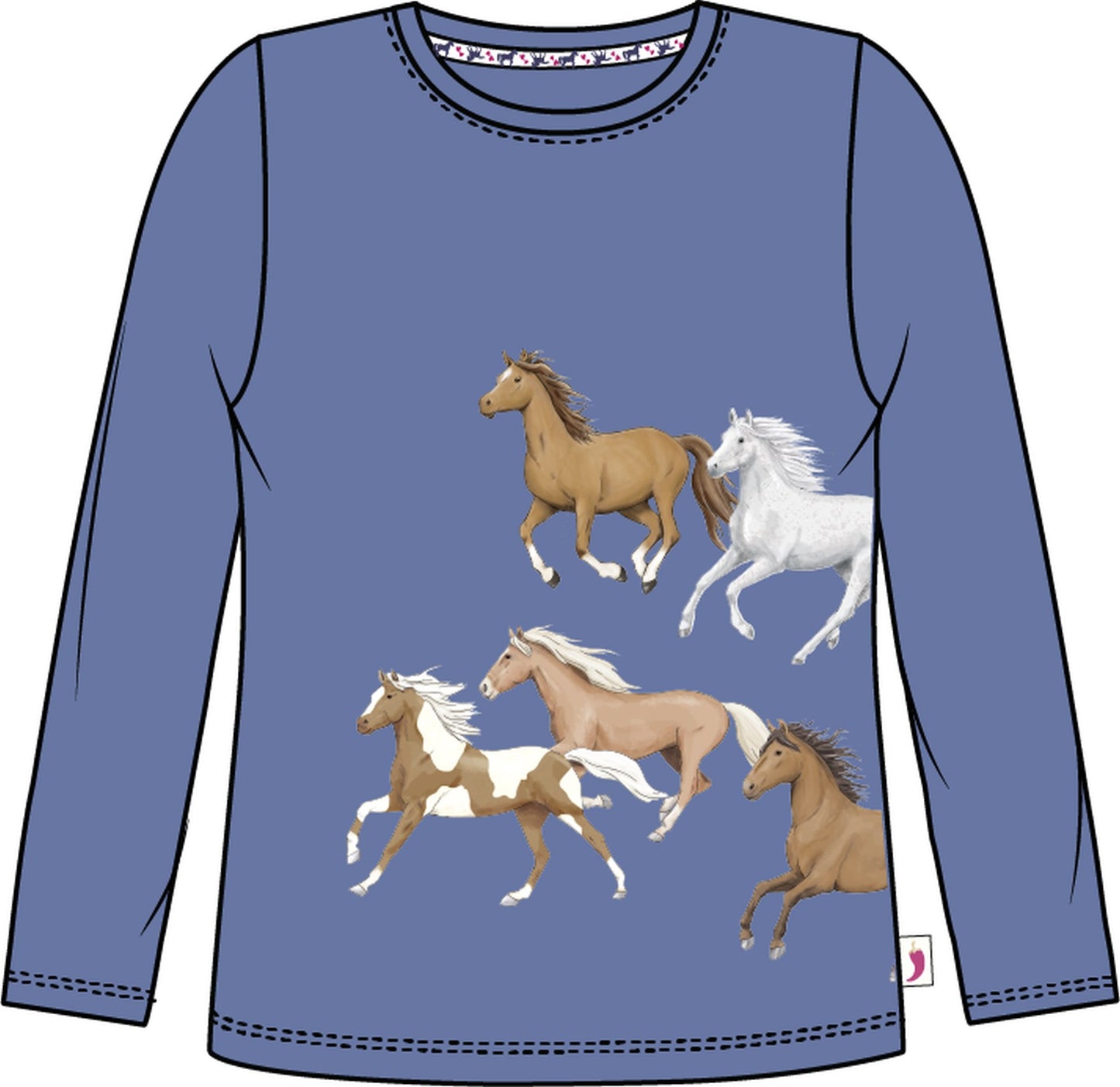 Salt and Pepper Shirt Pferde Herde dove blue
