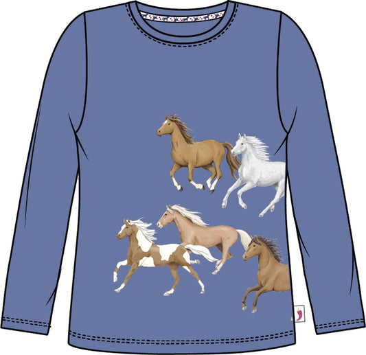 Salt and Pepper Shirt Pferde Herde dove blue