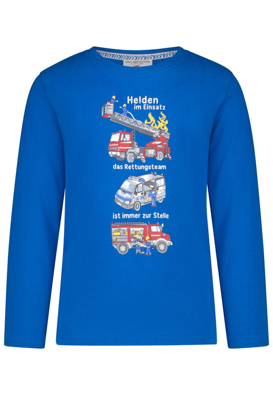Salt and Pepper Shirt Feuerwehr Rettungsteam signal blue