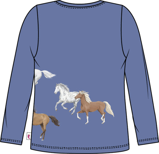 Salt and Pepper Shirt Pferde Herde dove blue