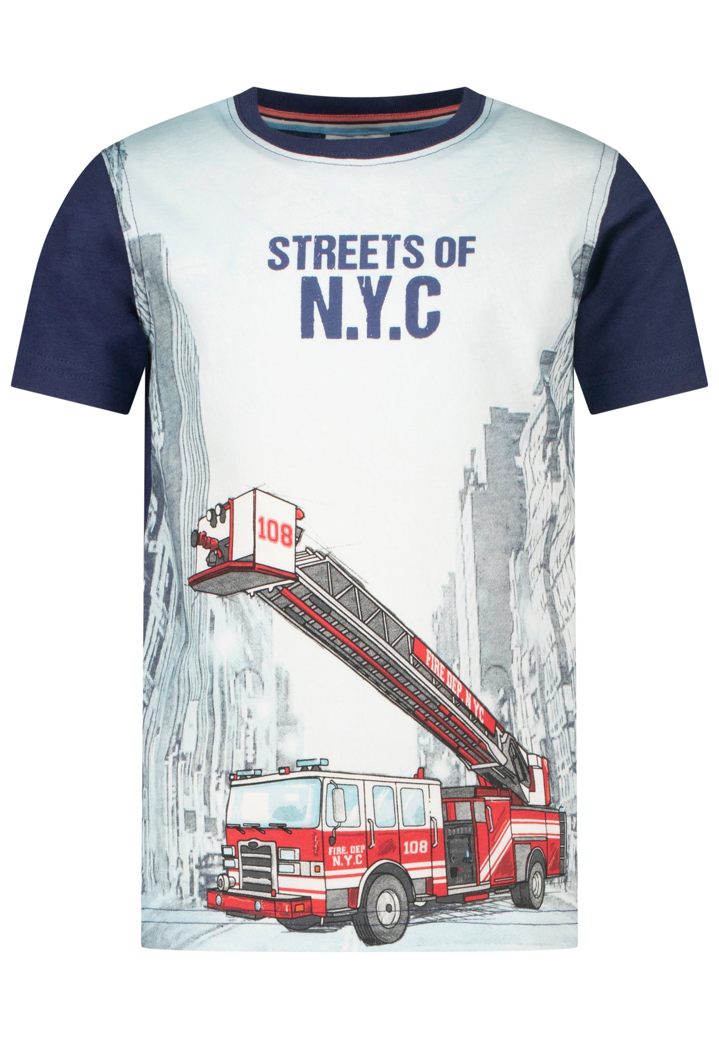 Salt and Pepper T-Shirt Feuerwehr NYC true navy